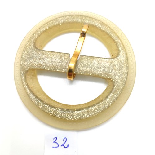 1 boucle de ceinture résine beige pailleté - 63mm