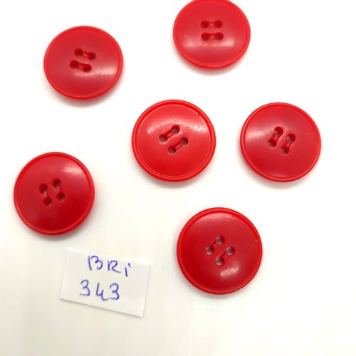 6 boutons en résine rouge - 22mm - bri343