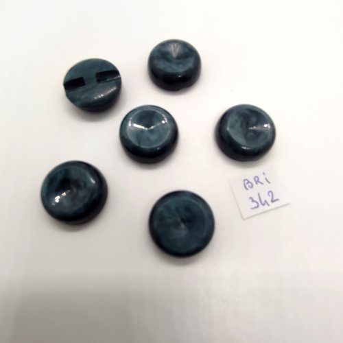 6 boutons en résine bleu / vert - 21mm - bri342