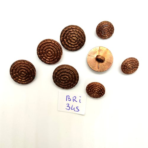 8 boutons en résine cuivre - 18mm et 13mm - bri345