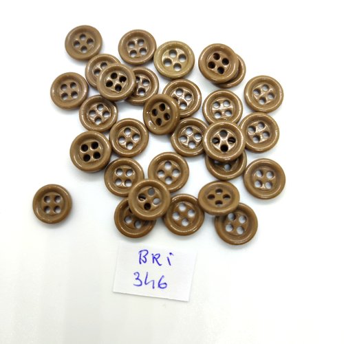 30 boutons en résine kaki / taupe - 11mm - bri346
