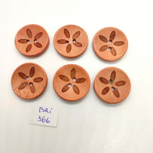 6 boutons en résine vieux rose (fleur) - 25mm - bri366