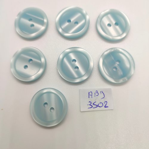 7 boutons en résine bleu clair - 20mm - abd3502