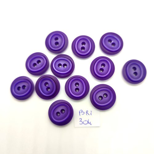 12 boutons en résine violet - 18mm - bri304