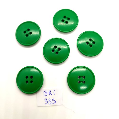 6 boutons en résine vert - 22mm - bri339