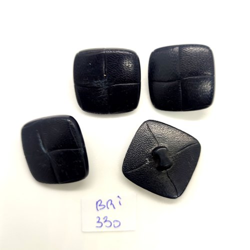 4 boutons en résine noir - 23x23mm - bri330