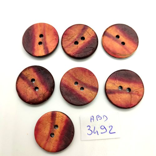 7 boutons en coco multicolore - 23mm - abd3492