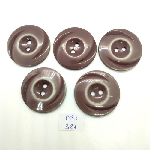 5 boutons en résine marron clair / taupe - 38mm - bri321