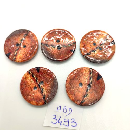 5 boutons en coco multicolore - 22mm - abd3493