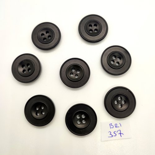 8 boutons en résine noir - 22mm - bri357