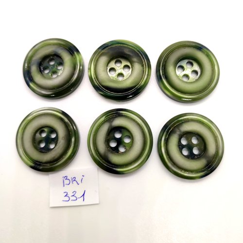 6 boutons en résine vert - 26mm - bri331