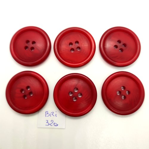 6 boutons en résine rouge très foncé - 32mm - bri320