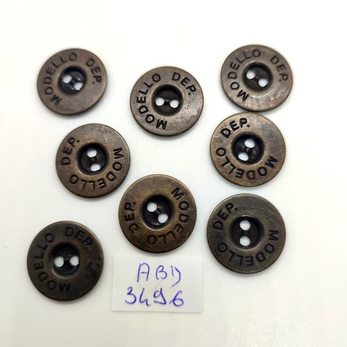 8 boutons en métal bronze - 18mm - abd3496