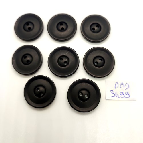 8 boutons en résine noir - 23mm - bri3499