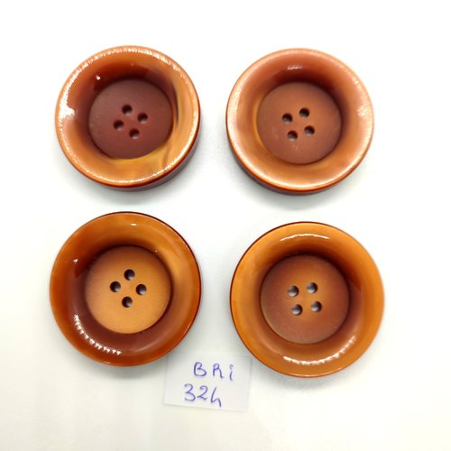 4 boutons en résine marron clair - 36mm - bri324