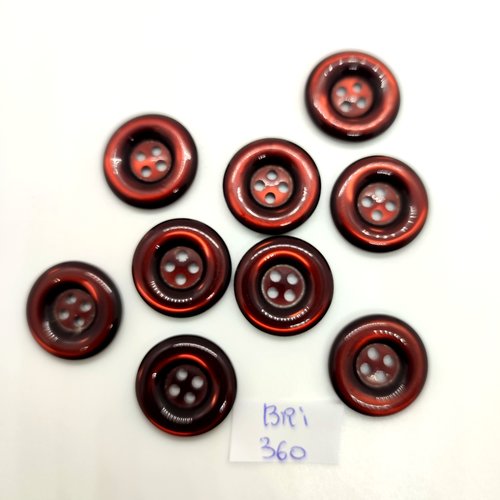 9 boutons en résine marron foncé - 20mm - bri360
