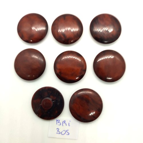 8 boutons en résine marron - 22mm - bri305