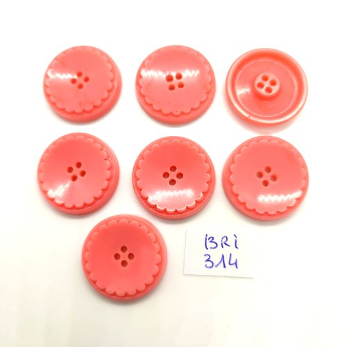 7 boutons en résine rose - 22/23mm - bri314
