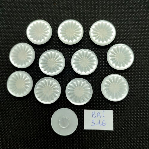 12 boutons en résine blanc - 18mm - bri316