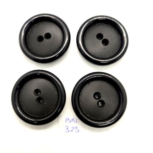 4 boutons en résine noir - 39mm - bri325