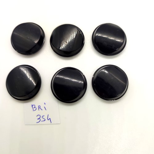 6 boutons en résine noir - 21/22mm - bri354