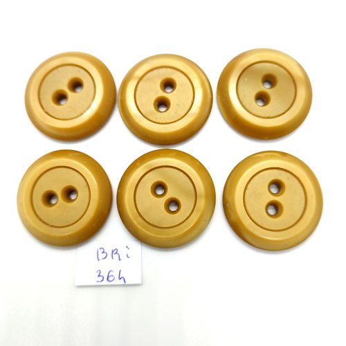 6 boutons en résine ocre / marron clair - 30mm - bri364