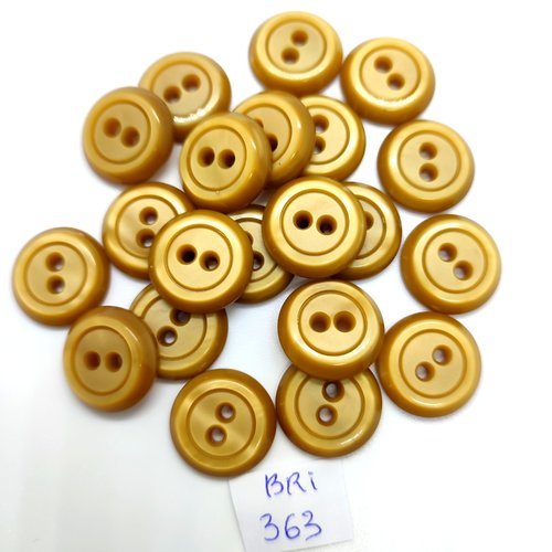 21 boutons en résine ocre / marron clair - 18mm - bri363