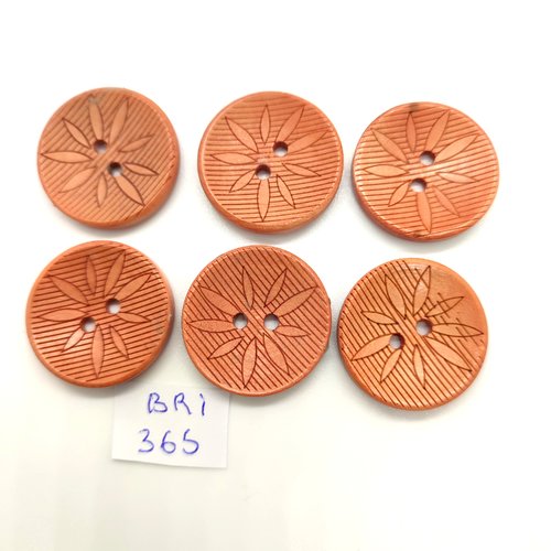 6 boutons en résine vieux rose - 25mm - bri365