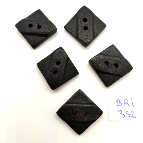 5 boutons en résine noir - 17x17mm - bri352