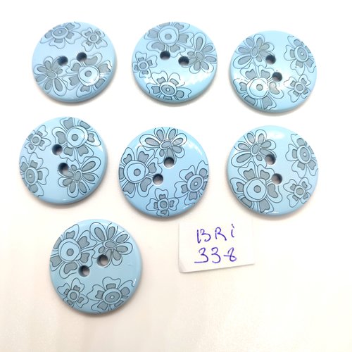 7 boutons en résine bleu clair - 26mm - bri338