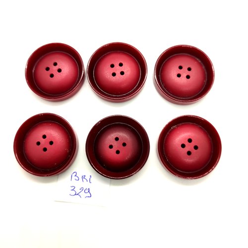 6 boutons en résine bordeaux - 27mm - bri329