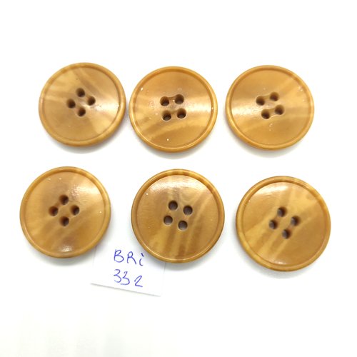 6 boutons en résine beige - 28mm - bri332