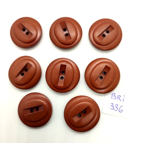 8 boutons en résine marron - 21mm - bri336