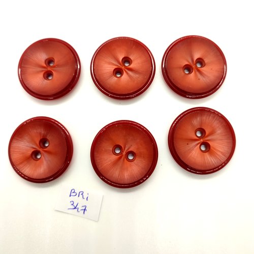 6 boutons en résine marron - 30mm - bri347