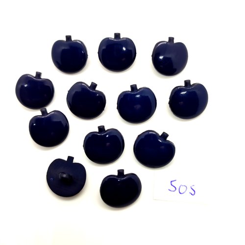 12 boutons fantaisie en résine bleu foncé (des pommes) - 15mm - 505