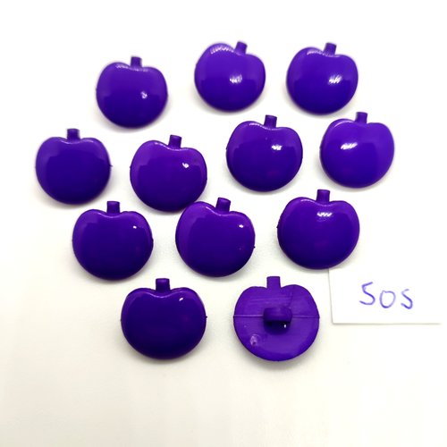 12 boutons fantaisie en résine violet (des pommes) - 15mm - 505