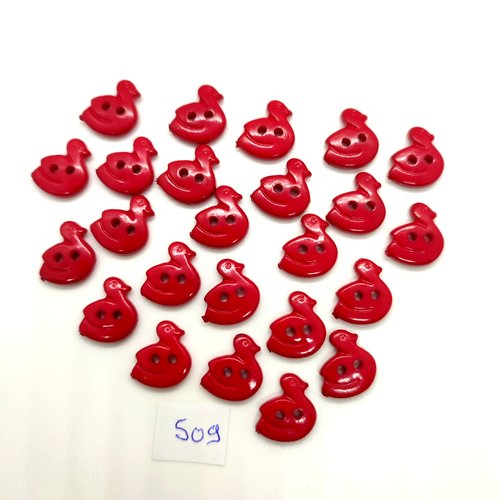 23 boutons fantaisie en résine rouge (des canards) - 13mm - 509