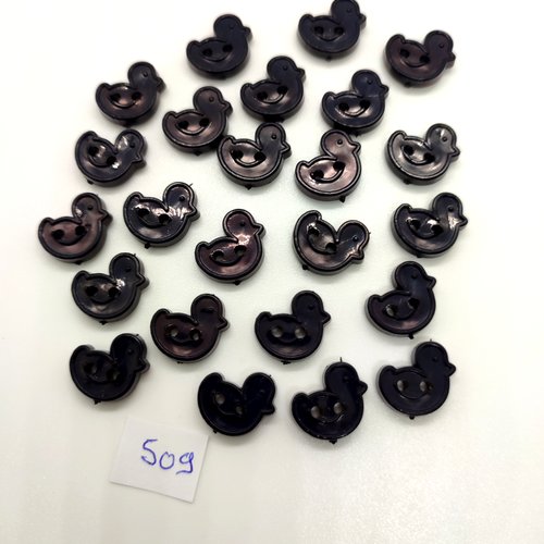24 boutons fantaisie en résine noir (des canards) - 14mm - 509