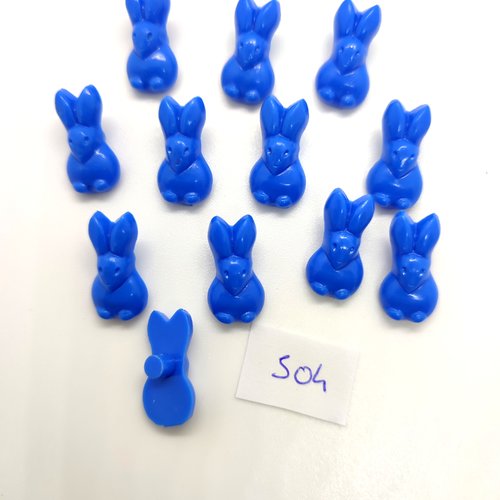 12 boutons fantaisie en résine bleu (des lapins) - 10x20mm - 503
