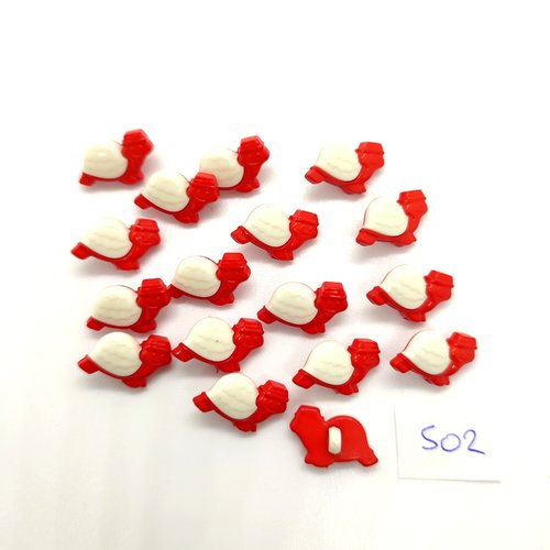 17 boutons fantaisie en résine blanc et rouge (des escargots) - 10x17mm - 502