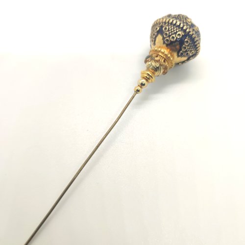 1 fibule - épingle à chapeau en résine doré - 15cm