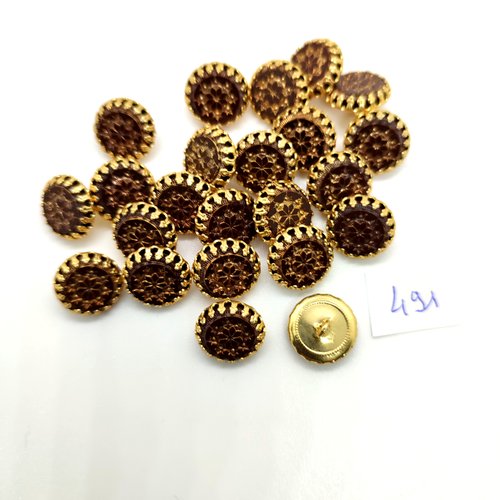 23 boutons en résine doré - 13mm - 491