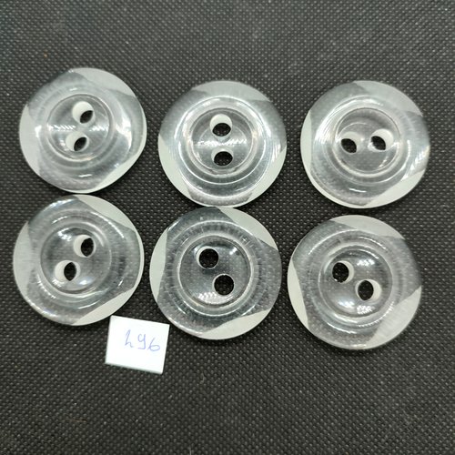 6 boutons en résine transparent - 38mm - 496