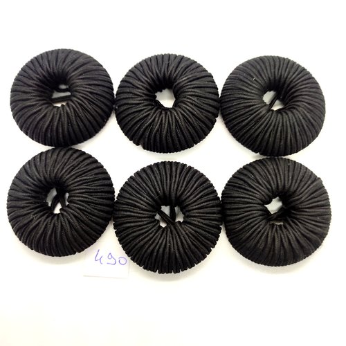 6 boutons en passementerie noir - 43mm - 490