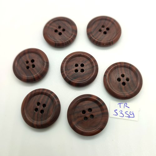 7 boutons en résine marron - 22mm - tr5359