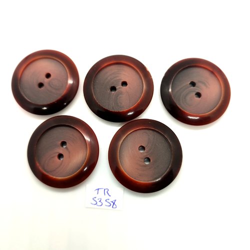 5 boutons en résine marron - 30mm - tr5358