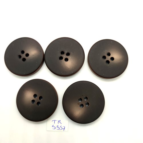 5 boutons en résine marron foncé - 35mm - tr5357