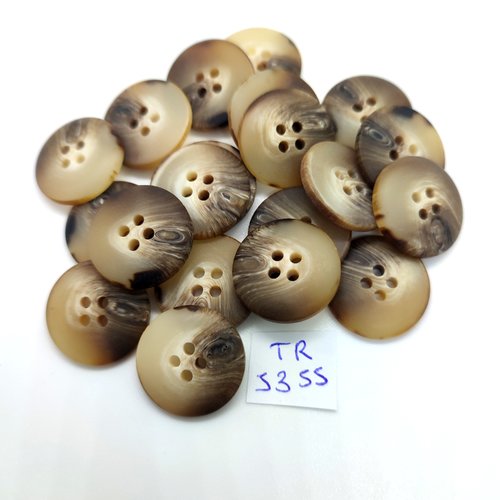 20 boutons en résine marron et beige - 20mm - tr5355