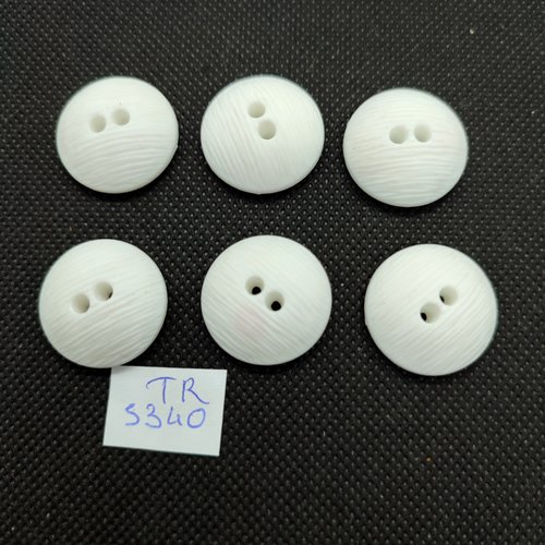 6 boutons en résine blanc - 23mm - tr5340