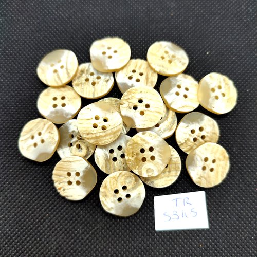 21 boutons en résine beige - 20mm - tr5345